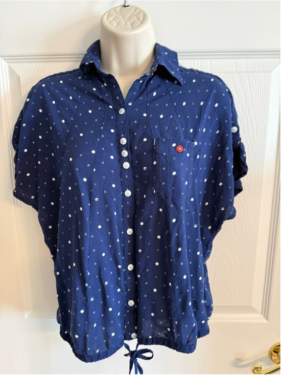 Raw Correctline Tops - G-Star RAW Correctline Polka Dot Chambray Button Down Shirt Size Small S